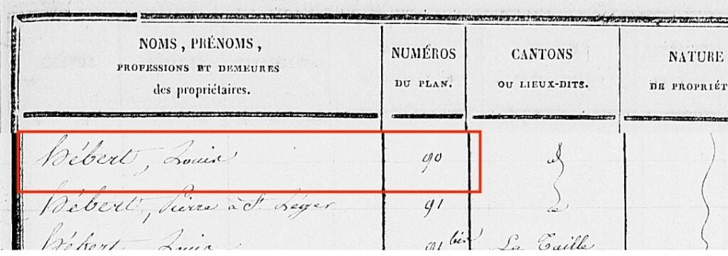 Etat de section - cadastre - Saint Jouin