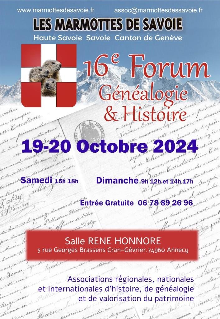 16ème Forum Généalogie et Histoire Marmottes de Savoie