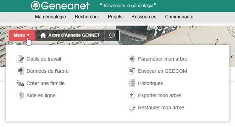 Geneanet simplifie ses menus