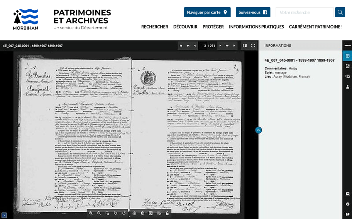 Morbihan : nouvelle visionneuse, nouveaux fonds, numérisations…