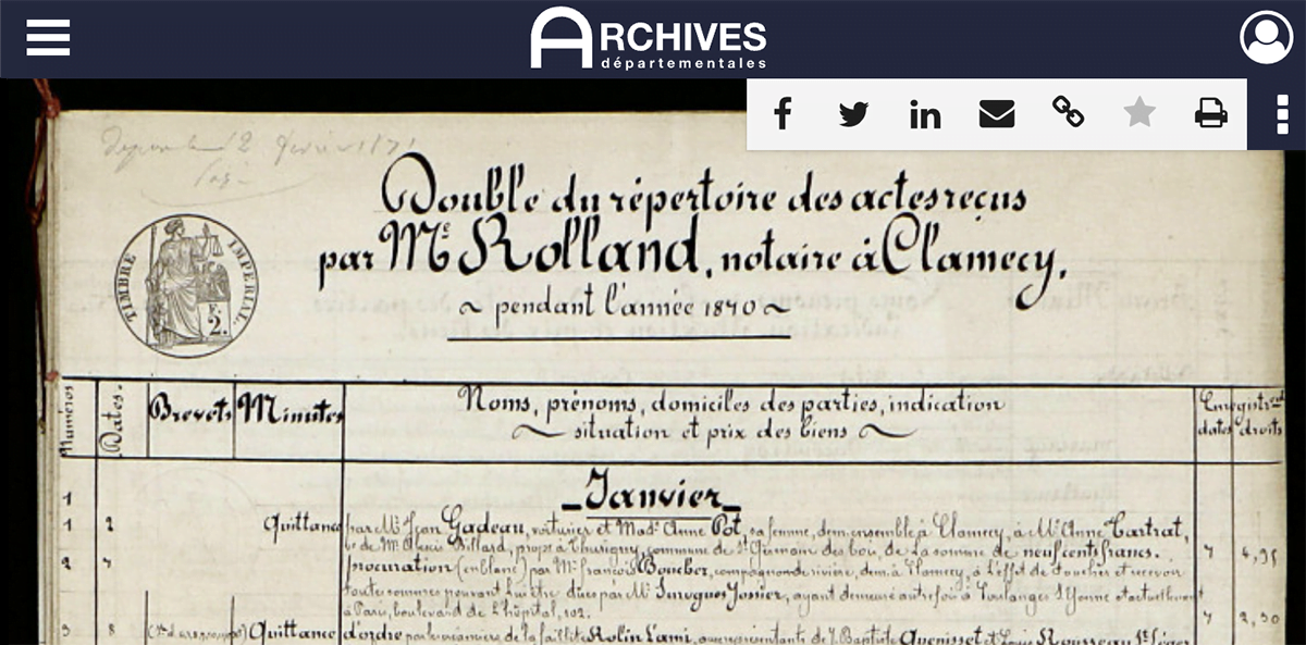 Nièvre : les répertoires des notaires publiés