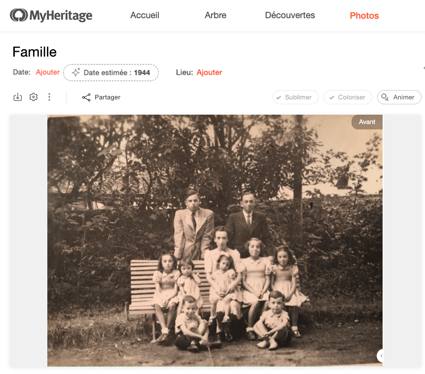 Dater une photo avec MyHeritage
