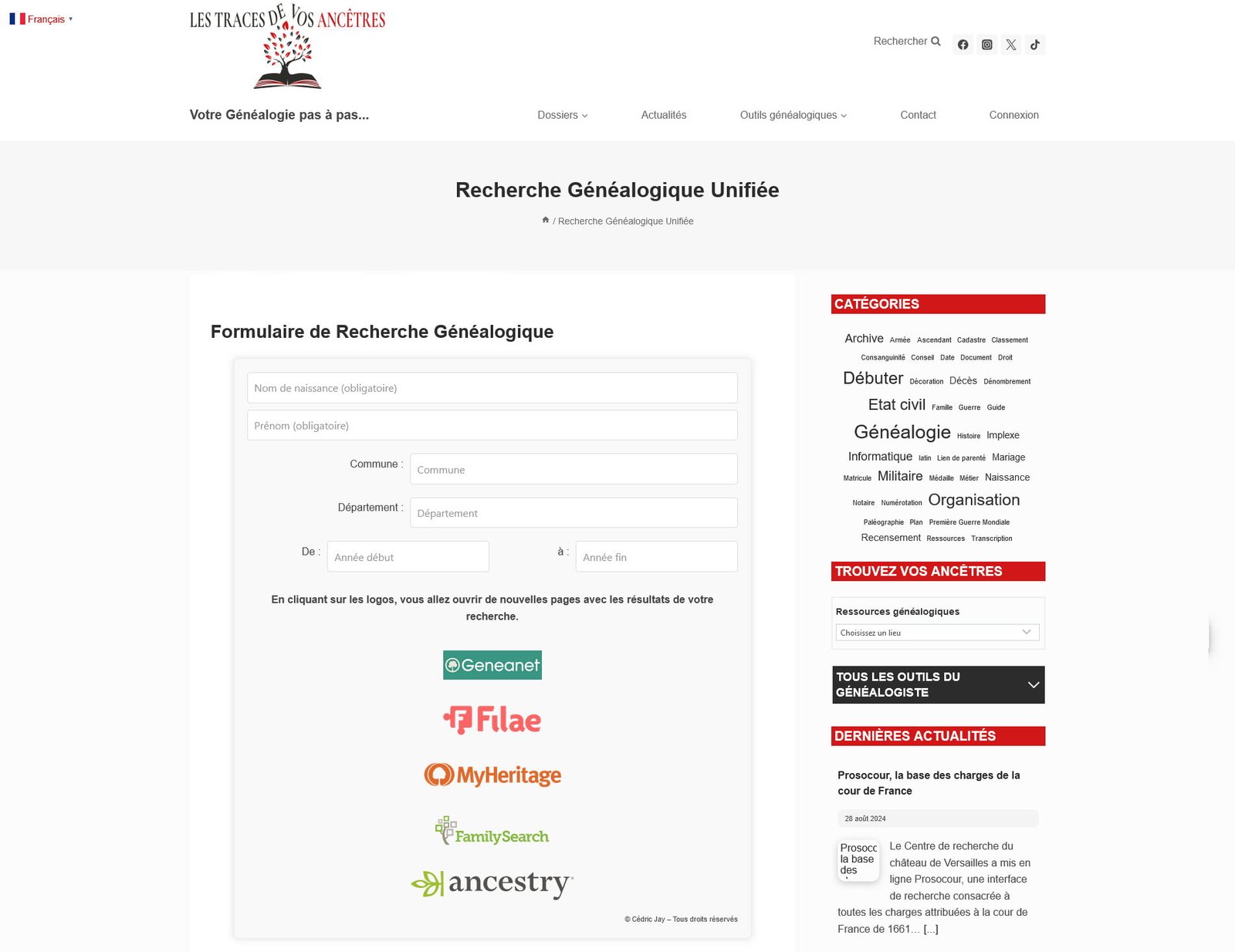  ​Un métamoteur de recherche généalogique