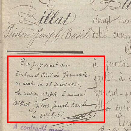 Mentions marginales - pupille de la nation