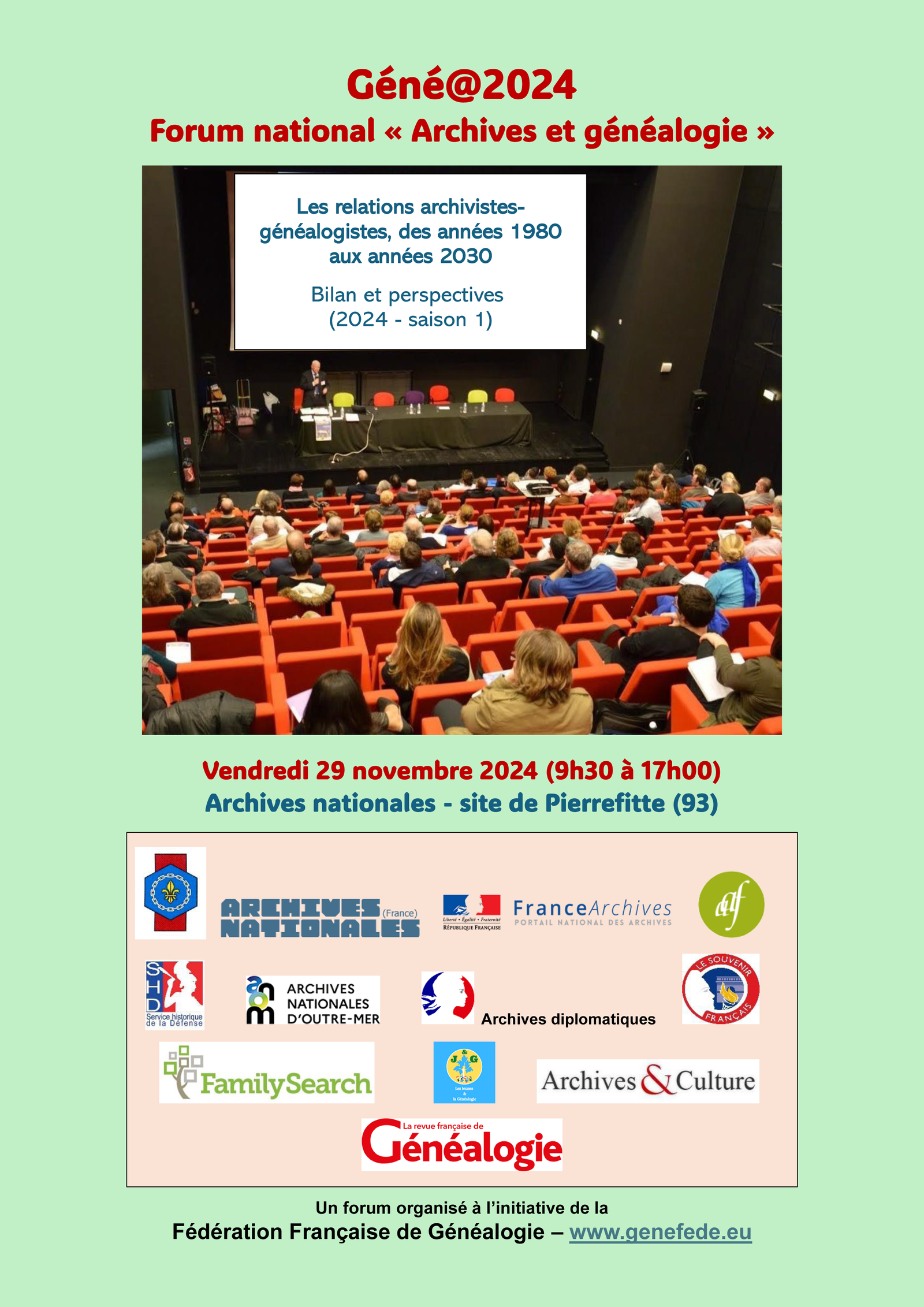  ​Géné@2024 : forum national “Archives et généalogie”
