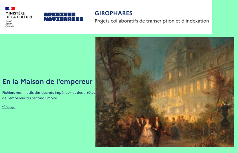  ​La Maison de l’empereur, nouveau projet d’indexation sur Girophares