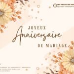 Carte cadeau d'anniversaire de mariage avec un design floral élégant, idéale pour offrir une prestation de généalogie et retracer l’histoire familiale d’un couple.