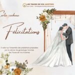Carte cadeau de mariage pour une prestation de généalogie, idéale pour offrir aux jeunes mariés la découverte de leur histoire familiale