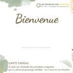 Carte cadeau naissance pour une prestation de généalogie, idéale pour offrir un arbre familial au bébé et transmettre l’histoire de ses ancêtres.