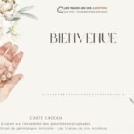 Carte cadeau naissance pour une prestation de généalogie, idéale pour offrir un arbre familial au nouveau-né et retracer ses origines.