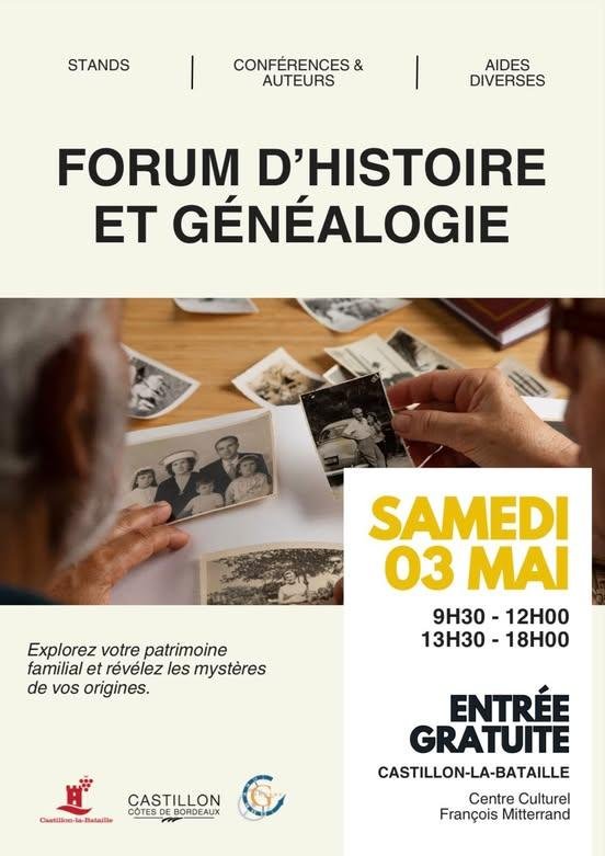  ​Forum d’Histoire et Généalogie à Castillon-la-Bataille (33)