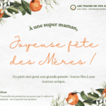 Carte de fête des mères avec décoration fruitée et message affectueux